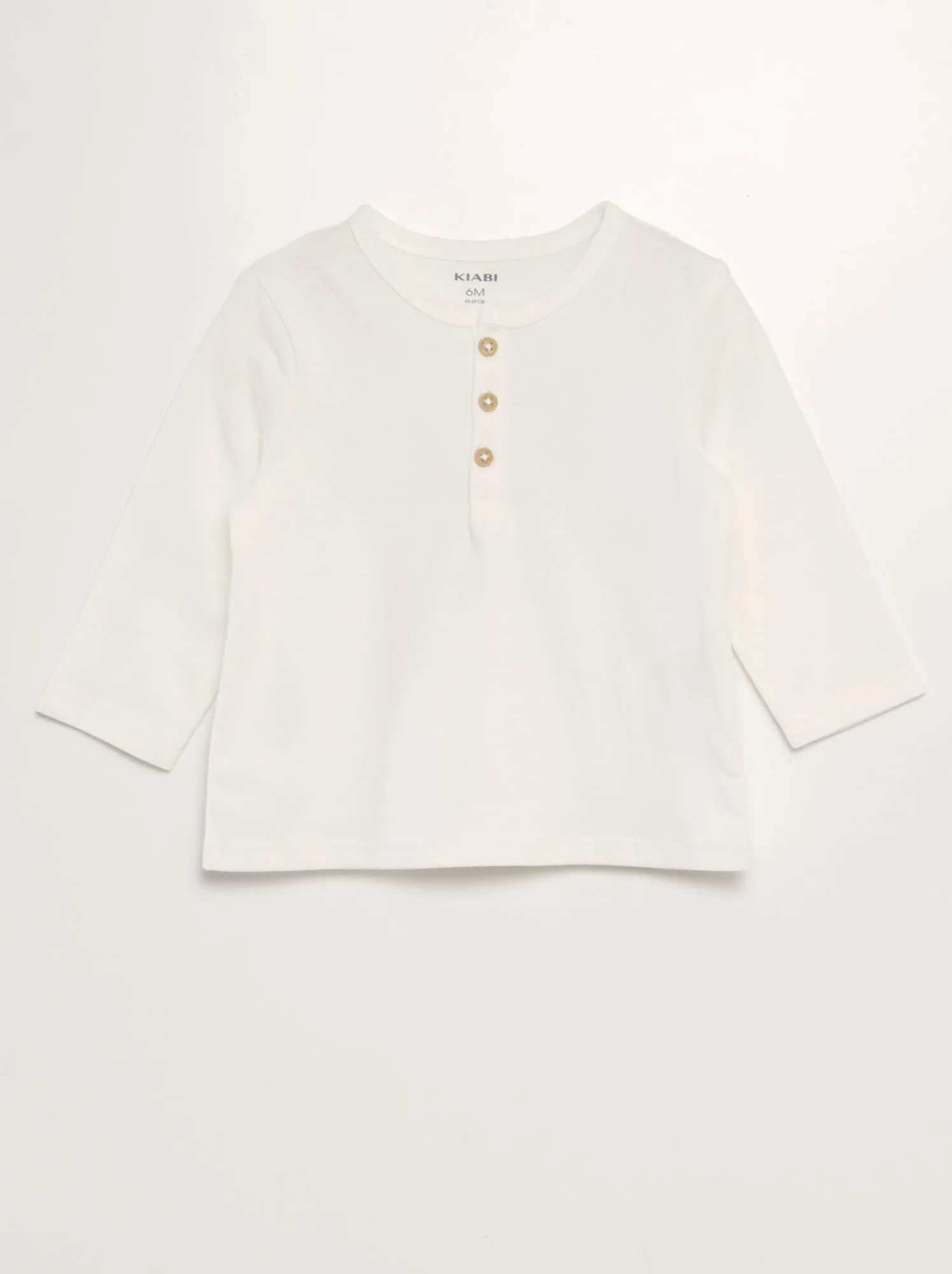 T-shirt maniche lunghe con collo serafino - BIANCO