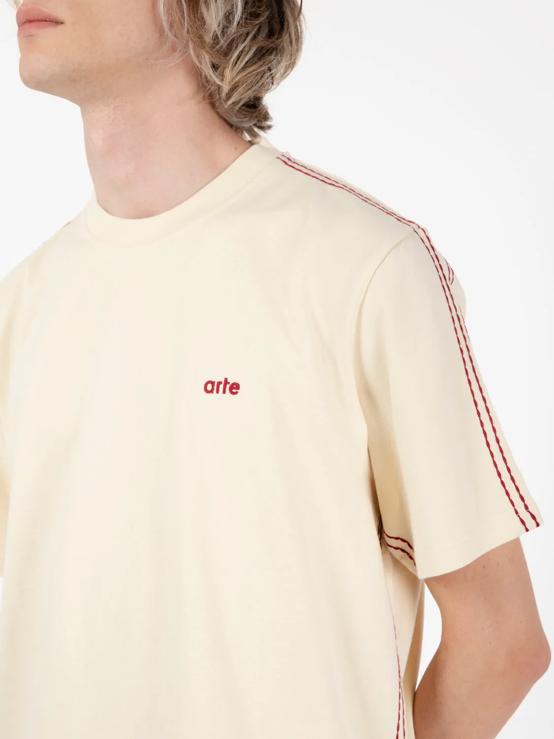 T-shirt Trevor detail sleeve cream