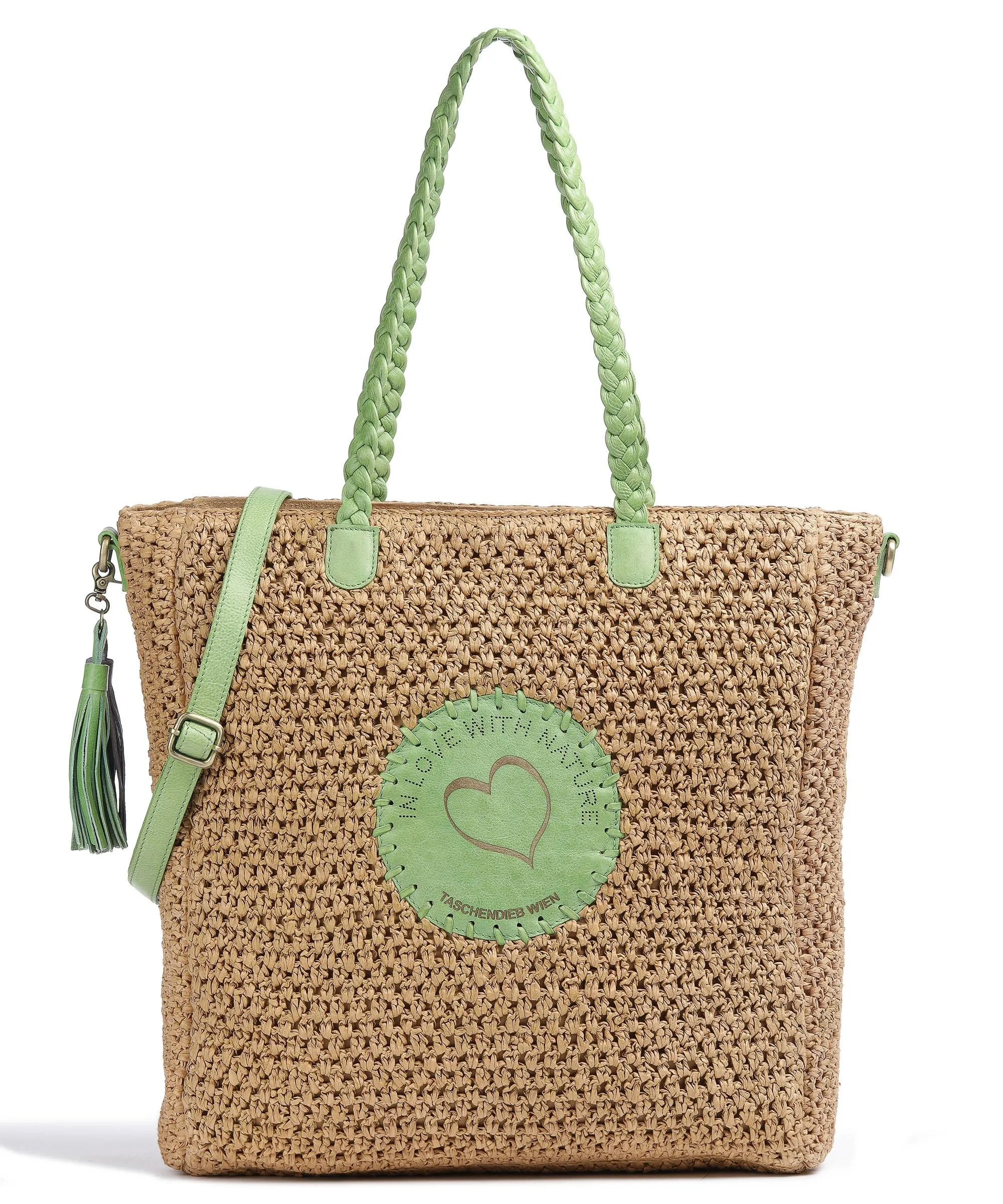  Taschendieb Wien Strandgasse 2 Borsa shopper libro beige/verde  