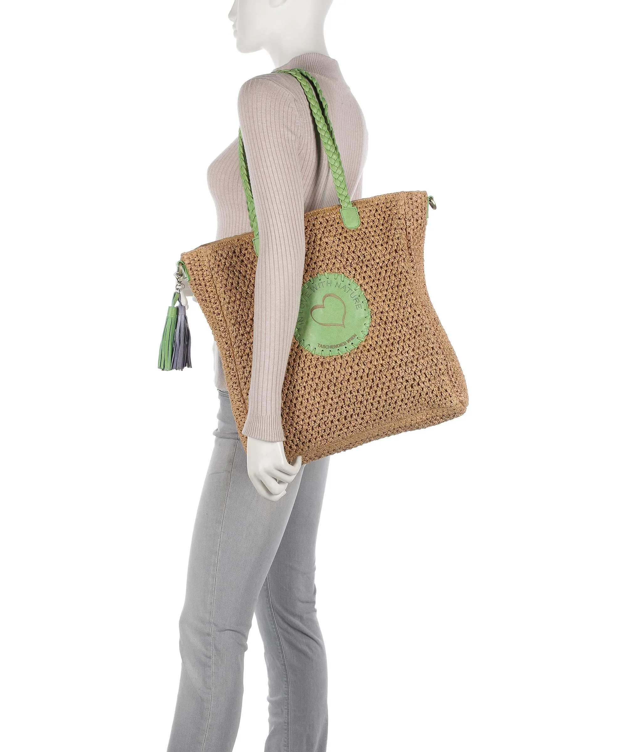  Taschendieb Wien Strandgasse 2 Borsa shopper libro beige/verde  