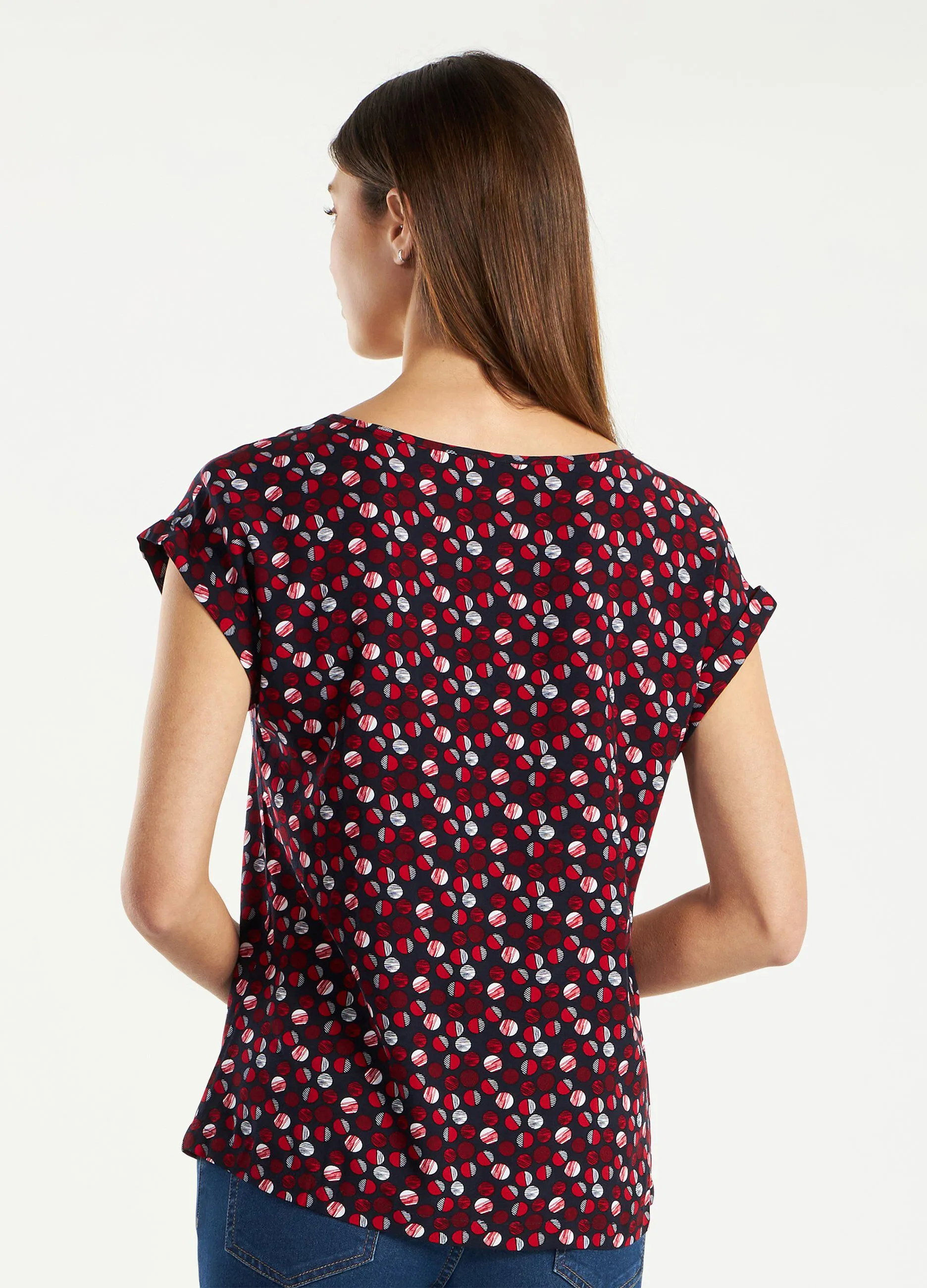 Top a manica stampato donna