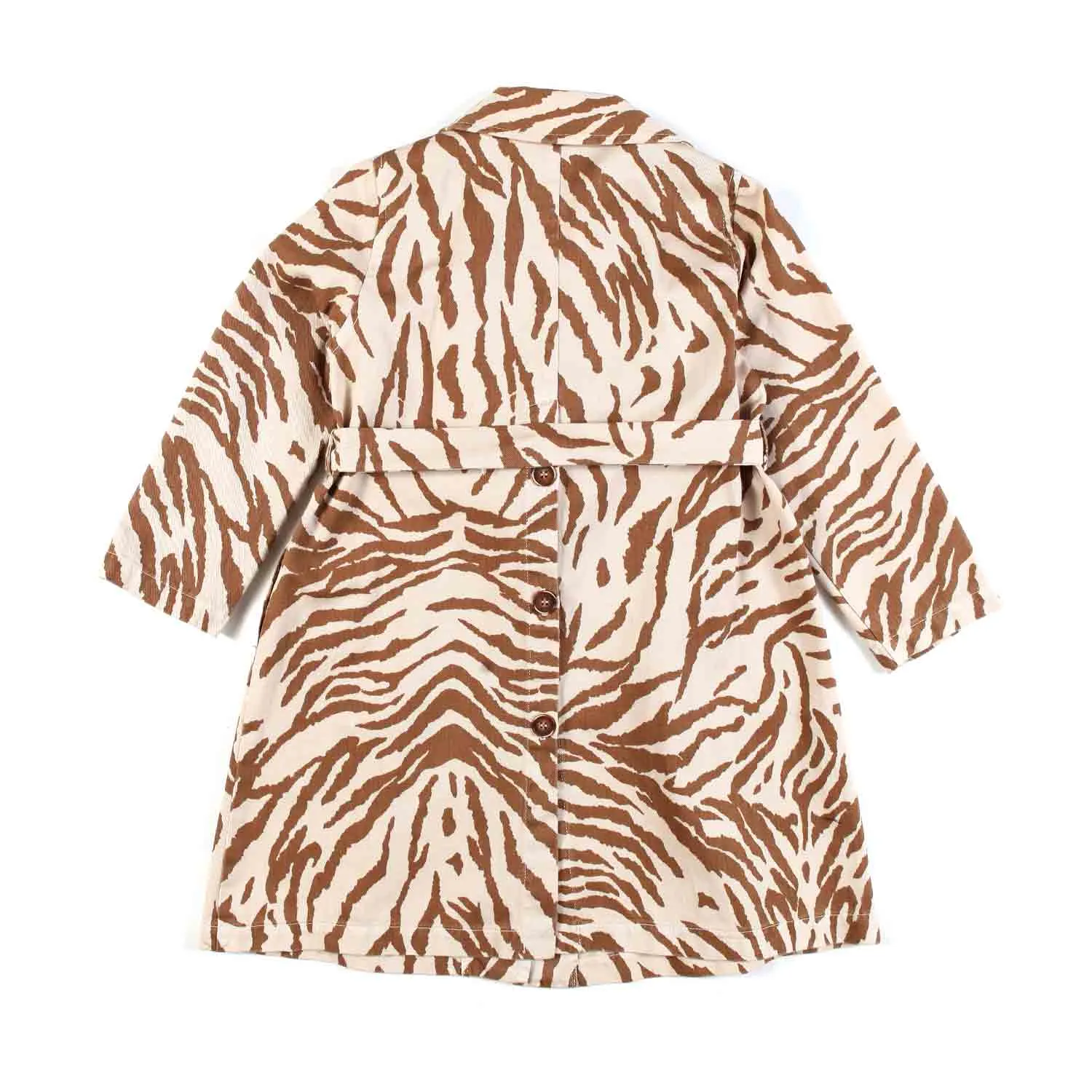 Trench Coat Animalier Marrone E Sabbia Bambina