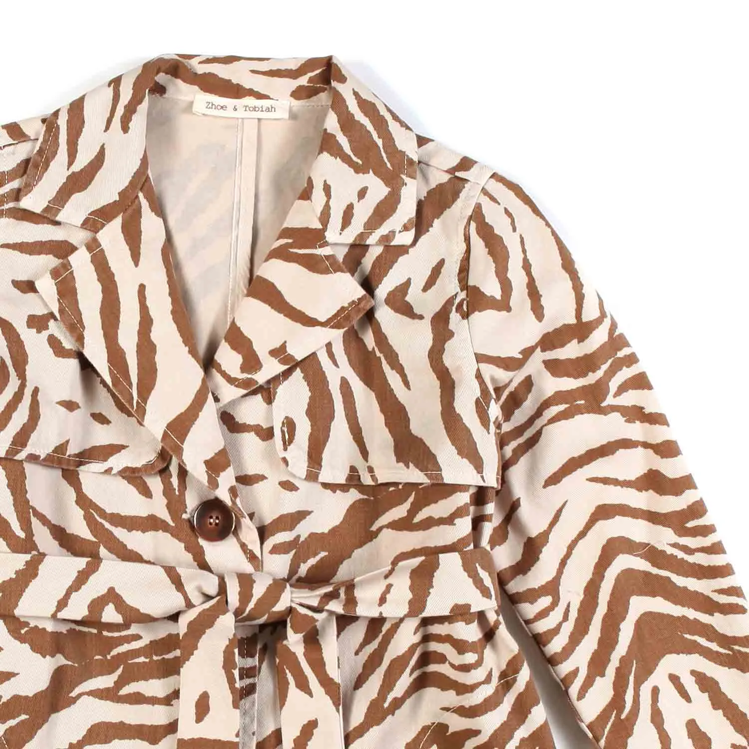 Trench Coat Animalier Marrone E Sabbia Bambina