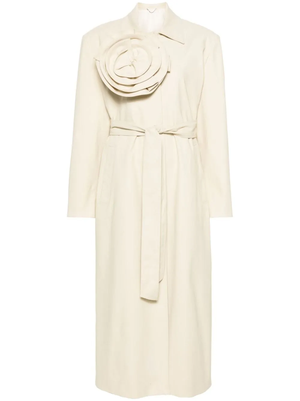 Trench con applicazione floreale in beige - donna
