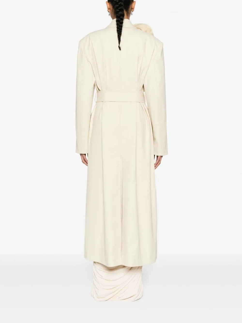 Trench con applicazione floreale in beige - donna