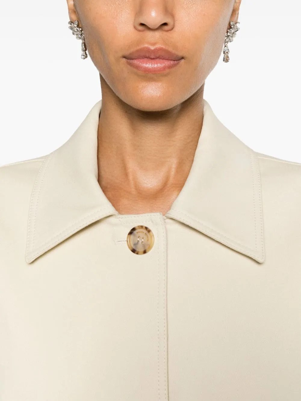 Trench con applicazione floreale in beige - donna