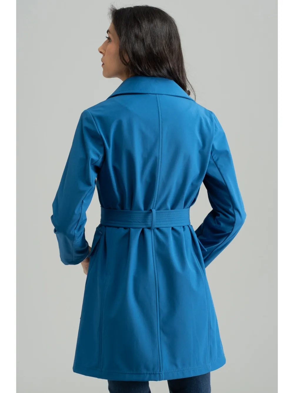 Trench donna lungo con tasche applicate e cintura