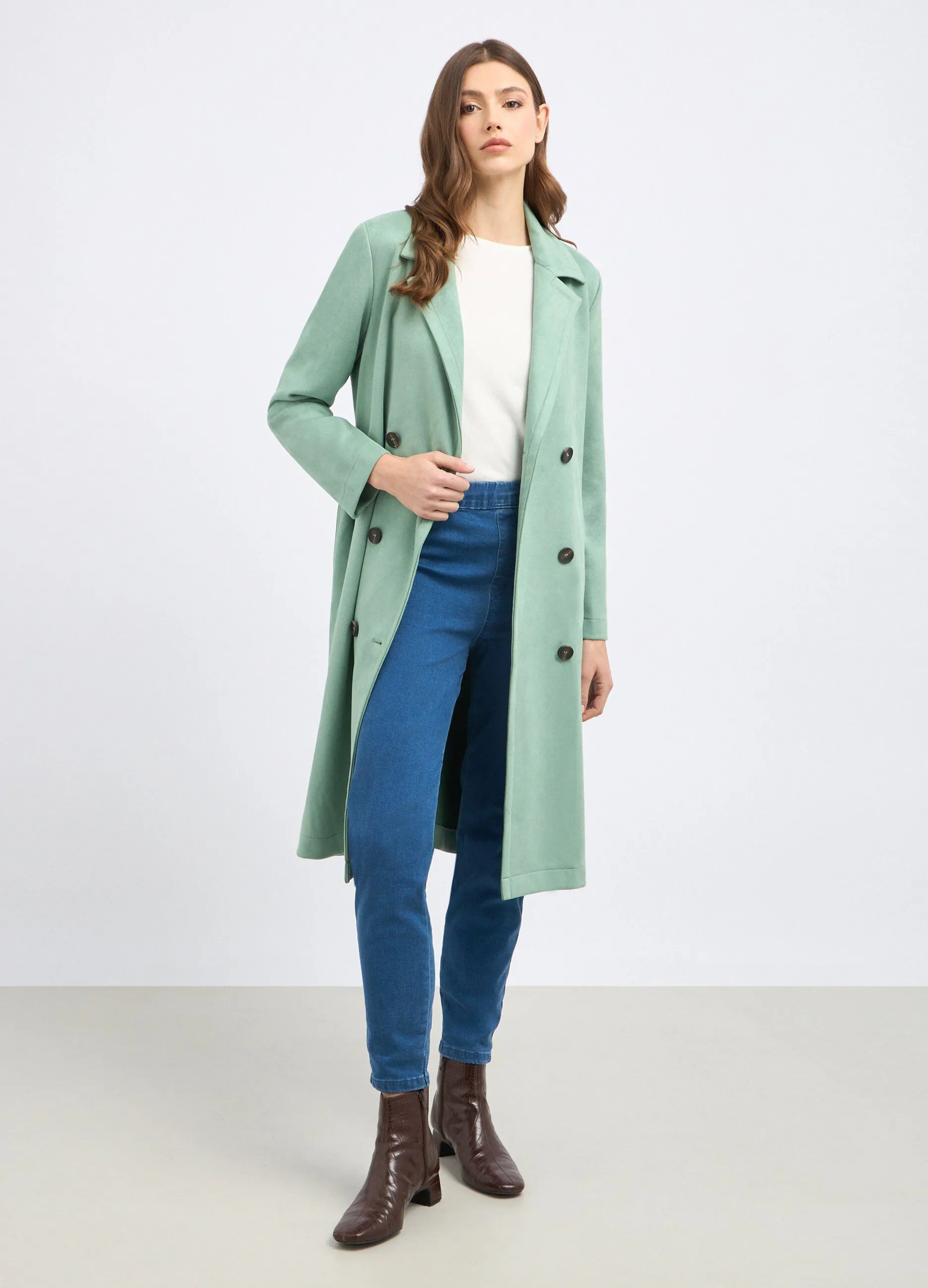 Trench doppiopetto con collo revers donna