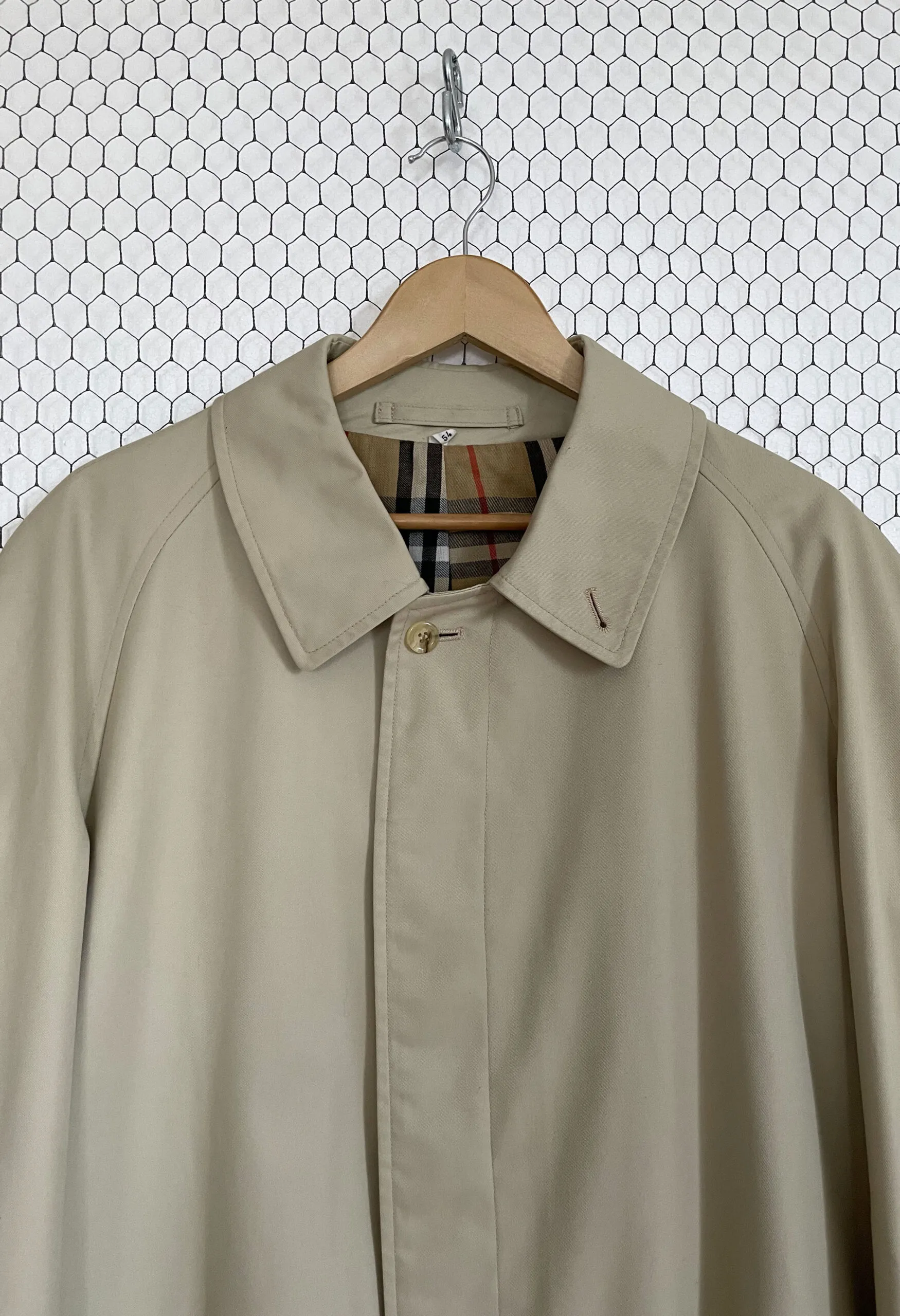 Trench unisex beige con interno tartan vintage anni ’70