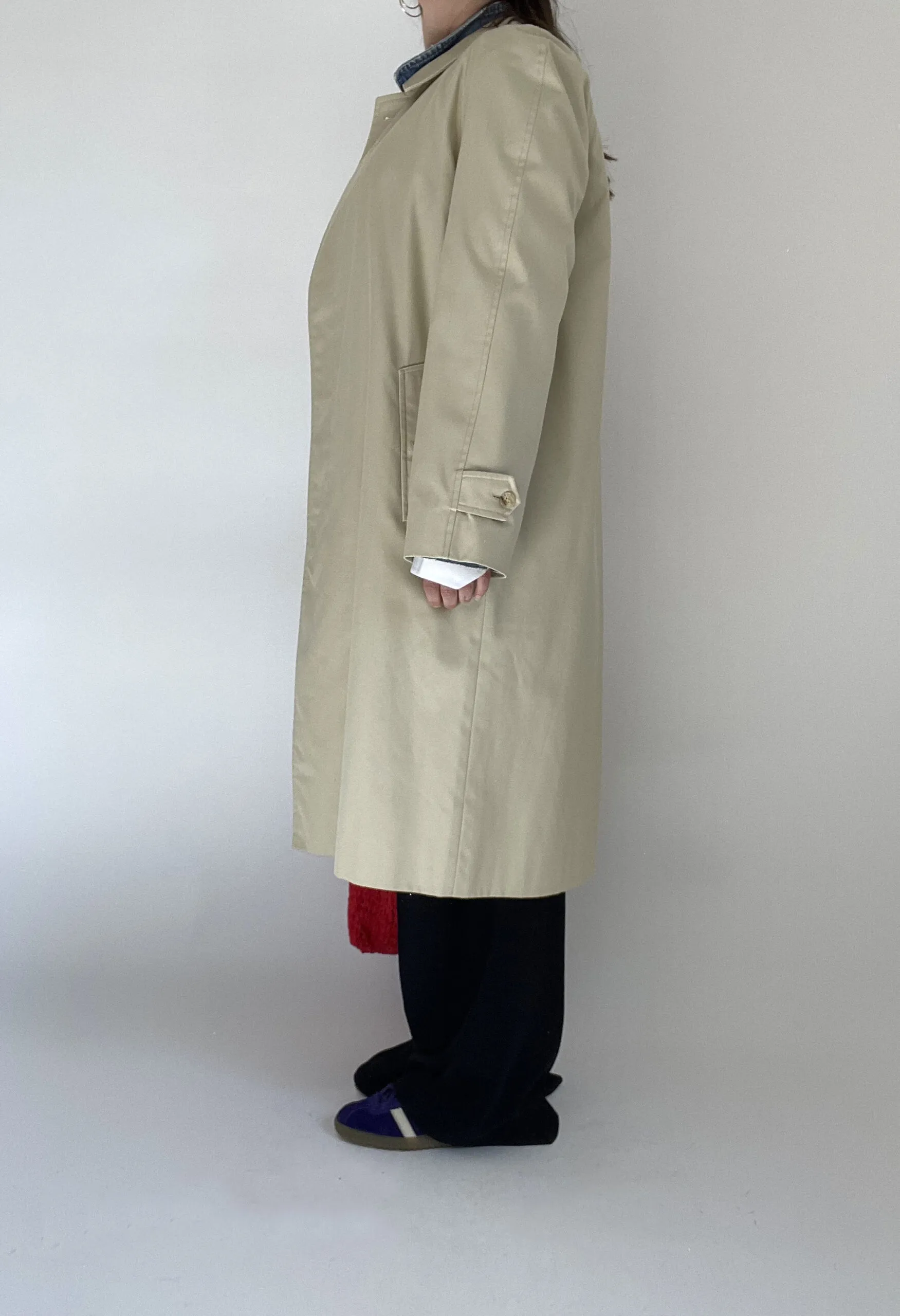 Trench unisex beige con interno tartan vintage anni ’70