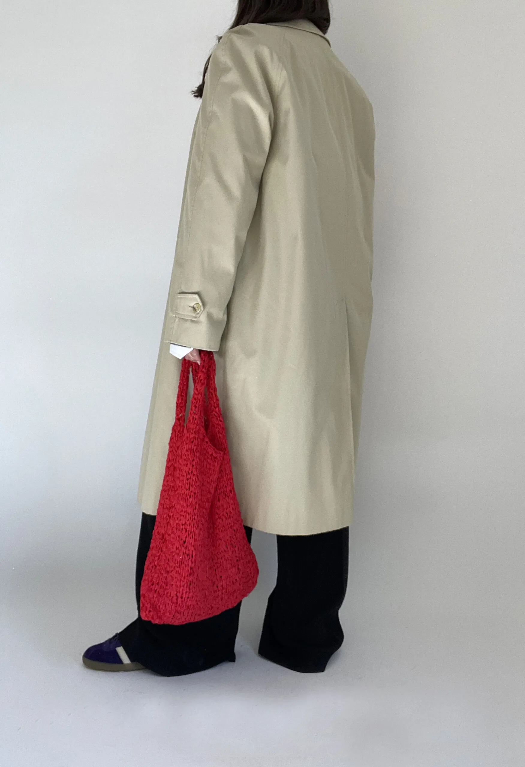 Trench unisex beige con interno tartan vintage anni ’70