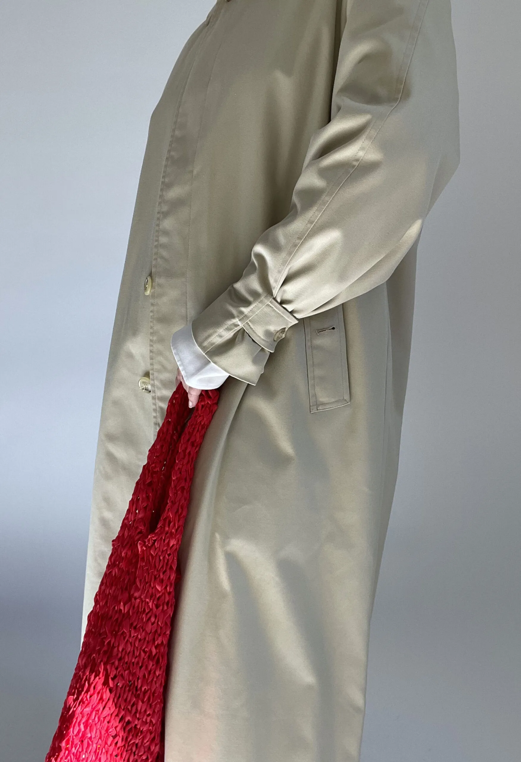 Trench unisex beige con interno tartan vintage anni ’70