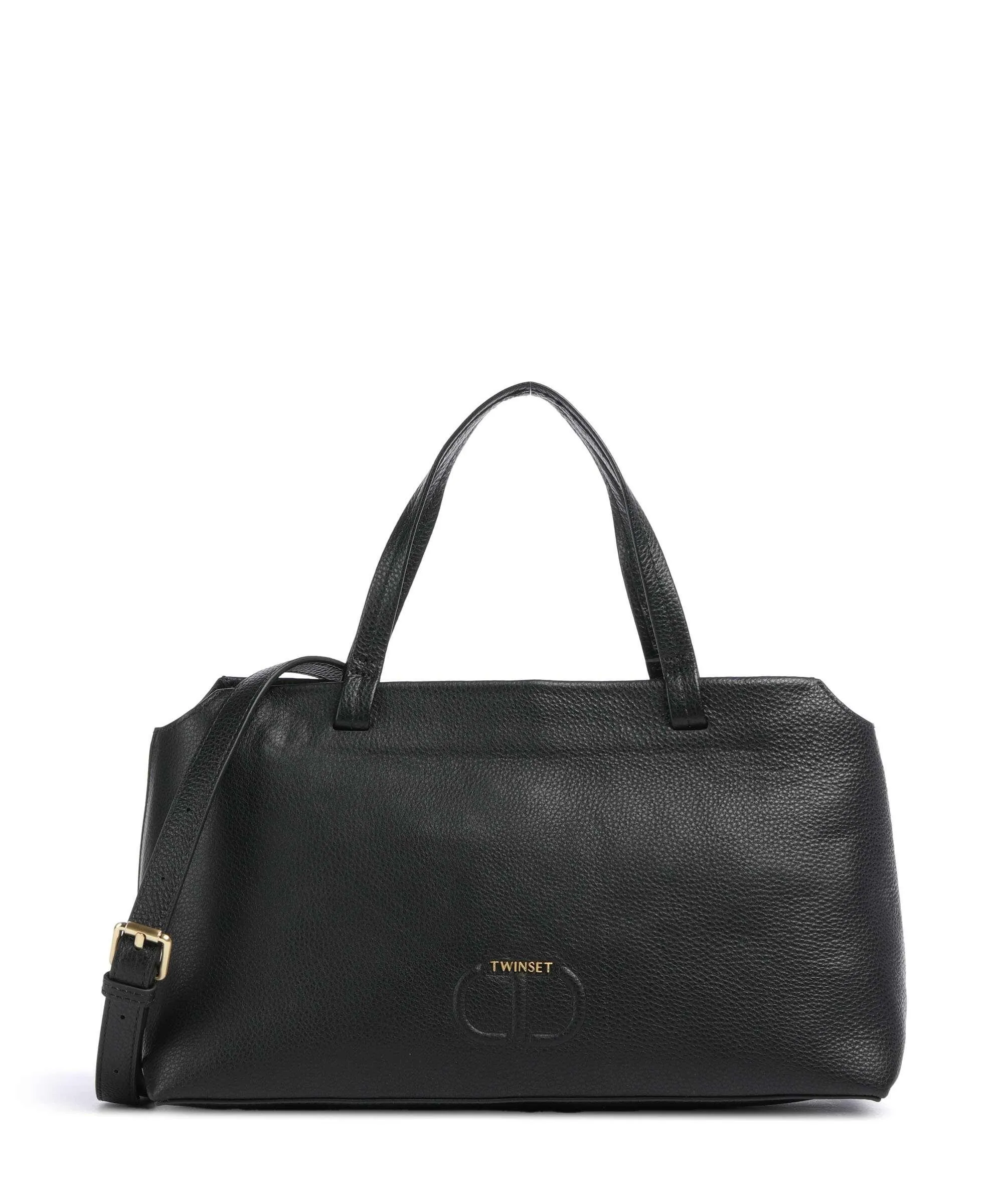  Twinset Many Monday Borsa a mano pelle di vacchetta grana nero  