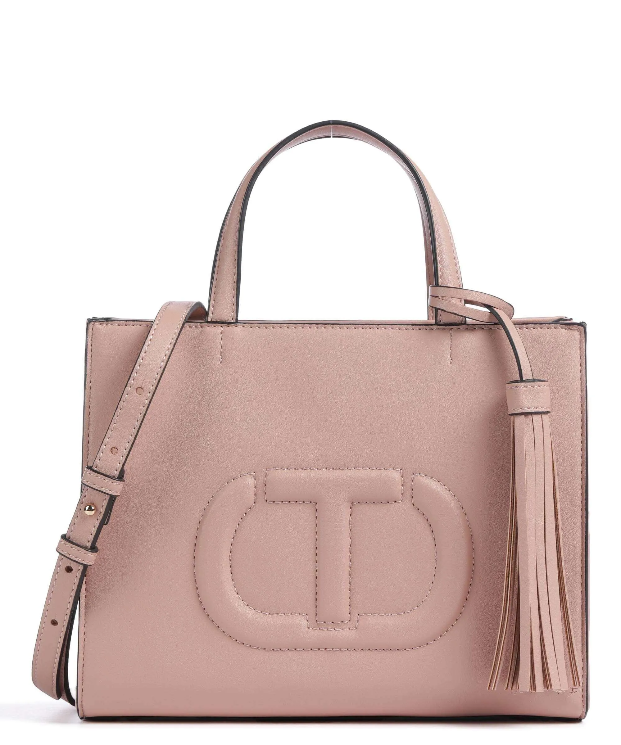  Twinset Oval T Logo Borsa a mano pelle sintetica rosa antico  