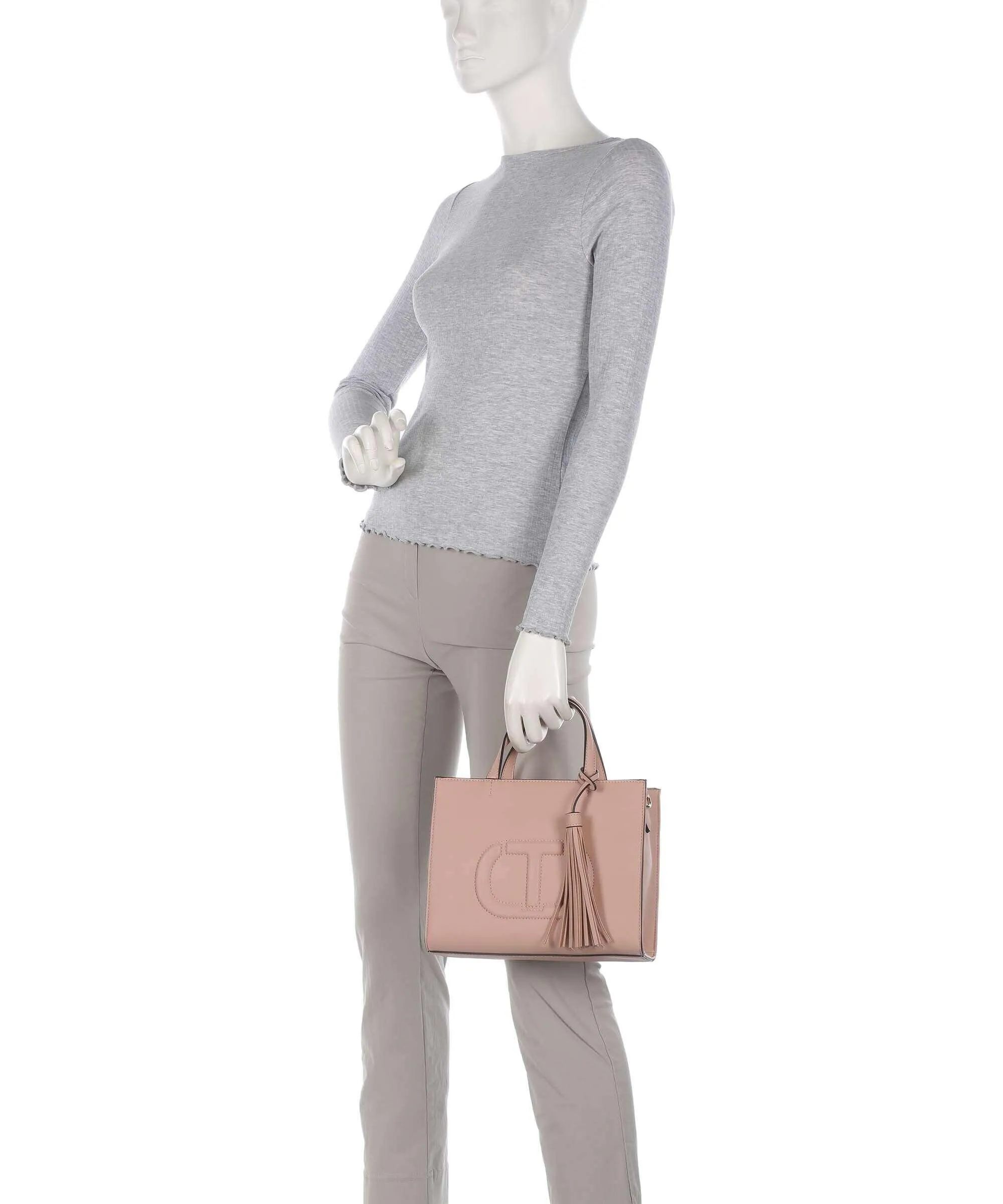  Twinset Oval T Logo Borsa a mano pelle sintetica rosa antico  