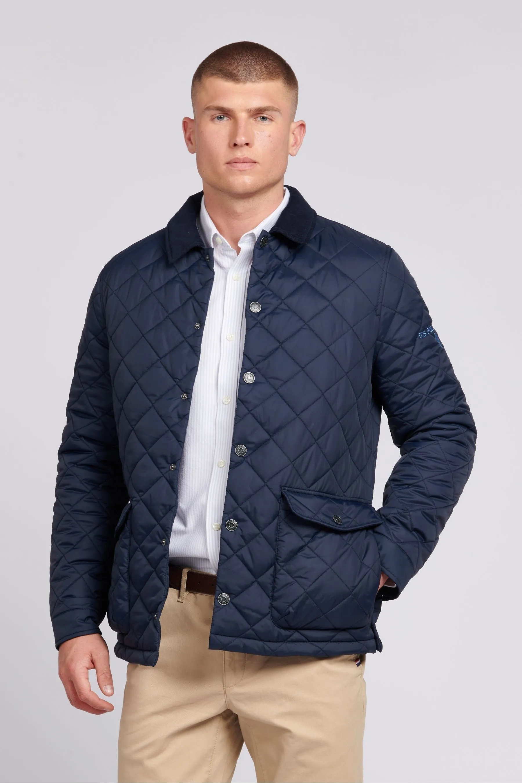 U.S. Polo Assn. Uomo Blu - Con colletto Giacca trapuntata