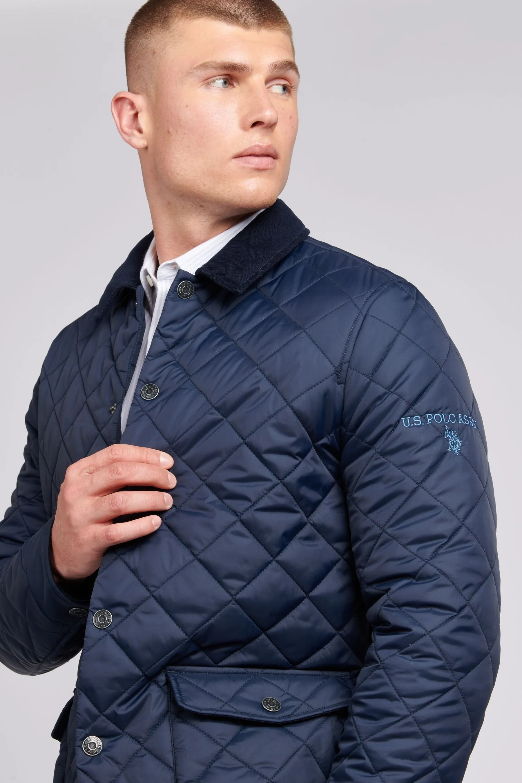 U.S. Polo Assn. Uomo Blu - Con colletto Giacca trapuntata