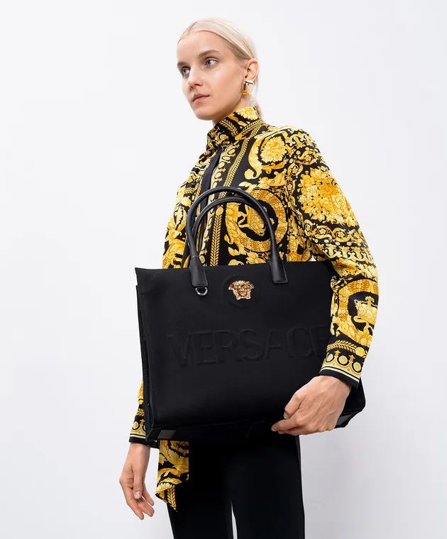Versace Borsa tote nera LA MEDUSA con logo 10047411A03095
