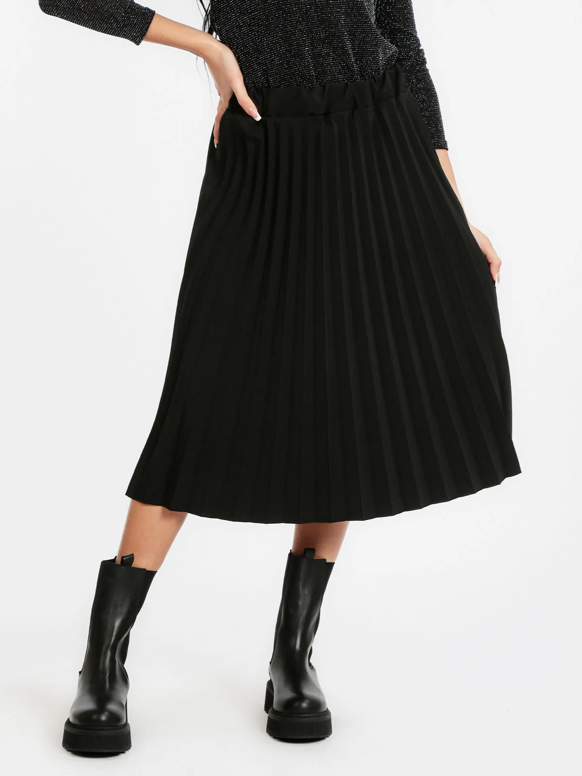 Vogue Jupe midi plissée noire
