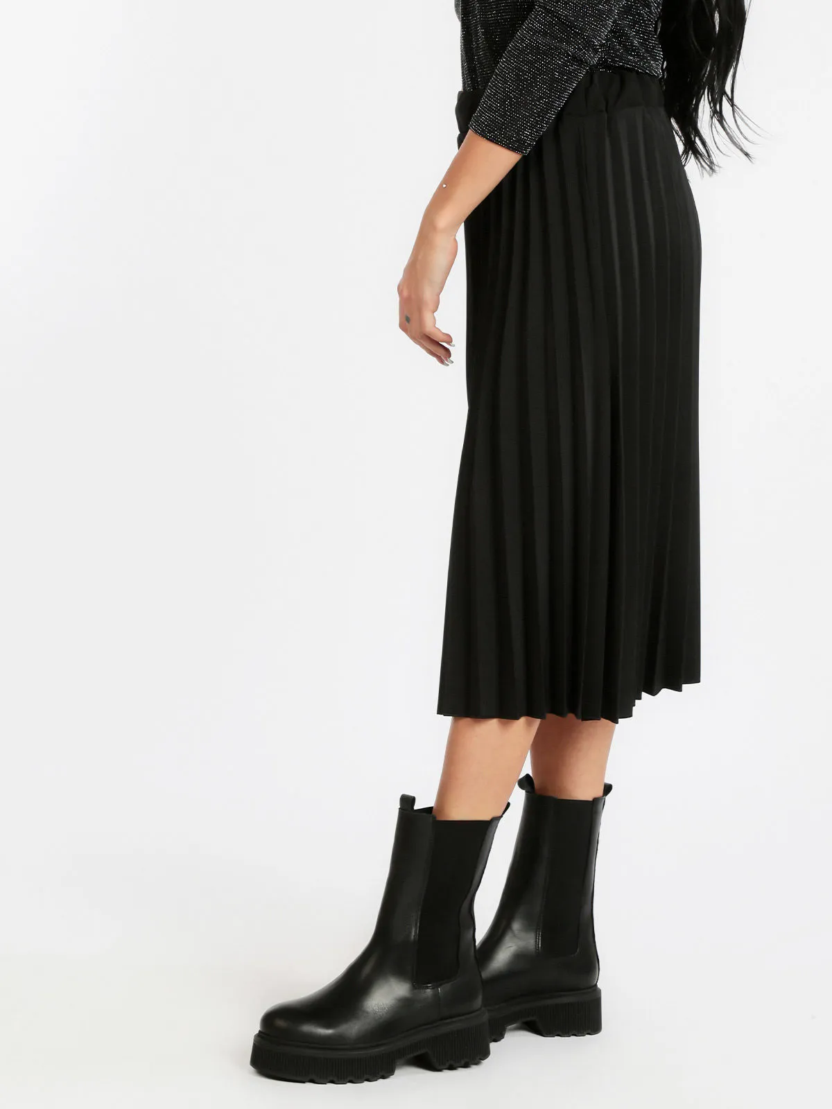Vogue Jupe midi plissée noire