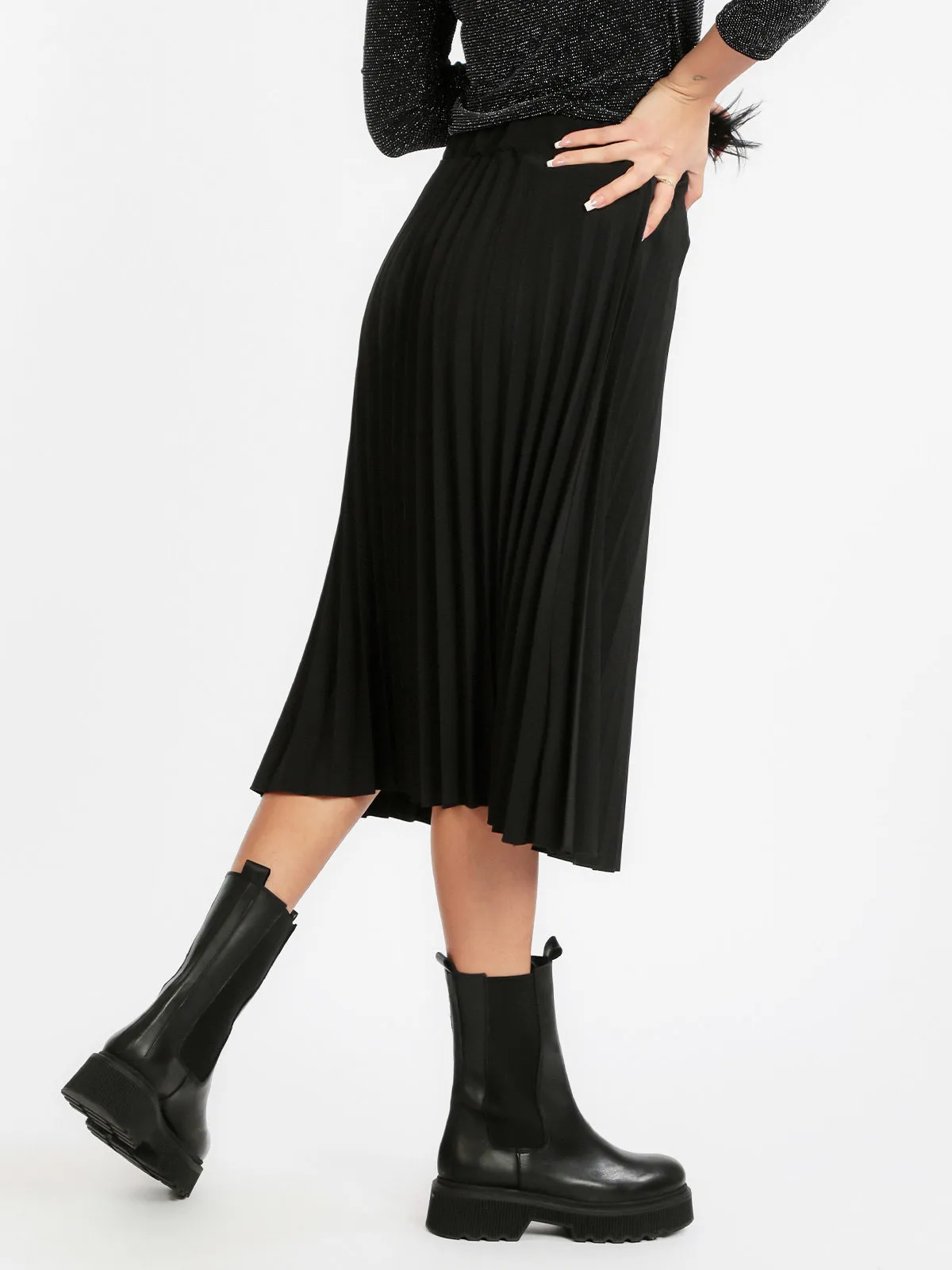 Vogue Jupe midi plissée noire