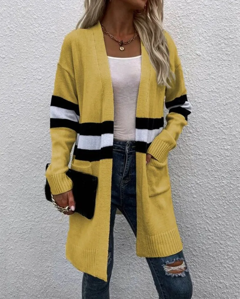 Women Casual Long Sleeve Knitted Open Front Fashion Loose Elegant Warm Oversized New Double Breasted Wool Long Trench Co