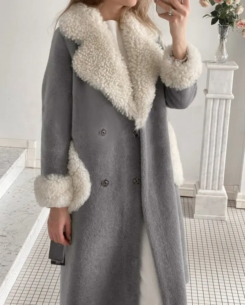 Womens Faux Wool Coat Blouse Thin Coat Trench Long Jacket Ladies Slim Long Belt Elegant Overcoat Womens Winter Jacket F