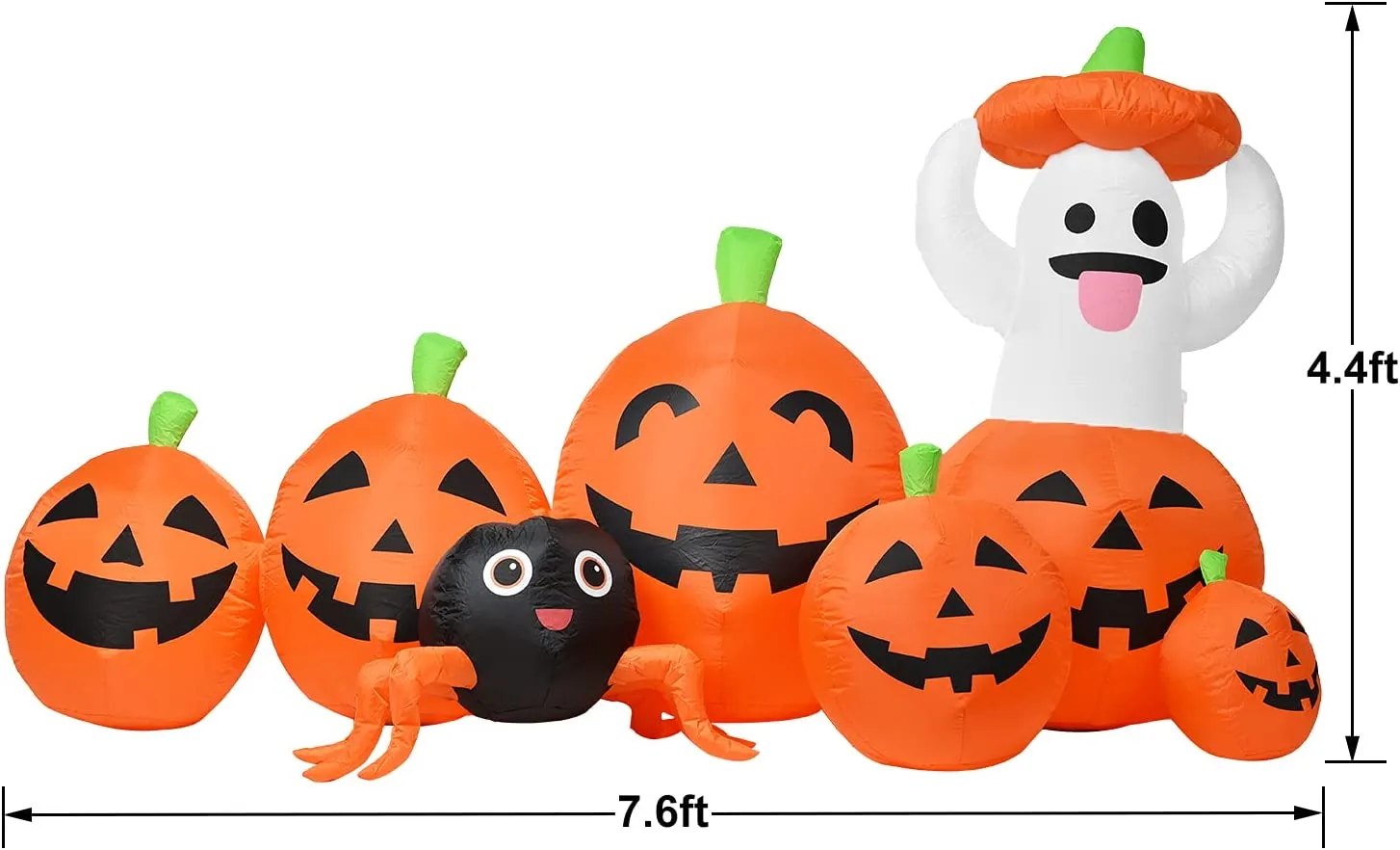 YQing 230cm Zucca Halloween Gonfiabile, Halloween Zucca e Fantasma Decorazioni Esterno Luci LED Incorporata Gonfiabile Halloween