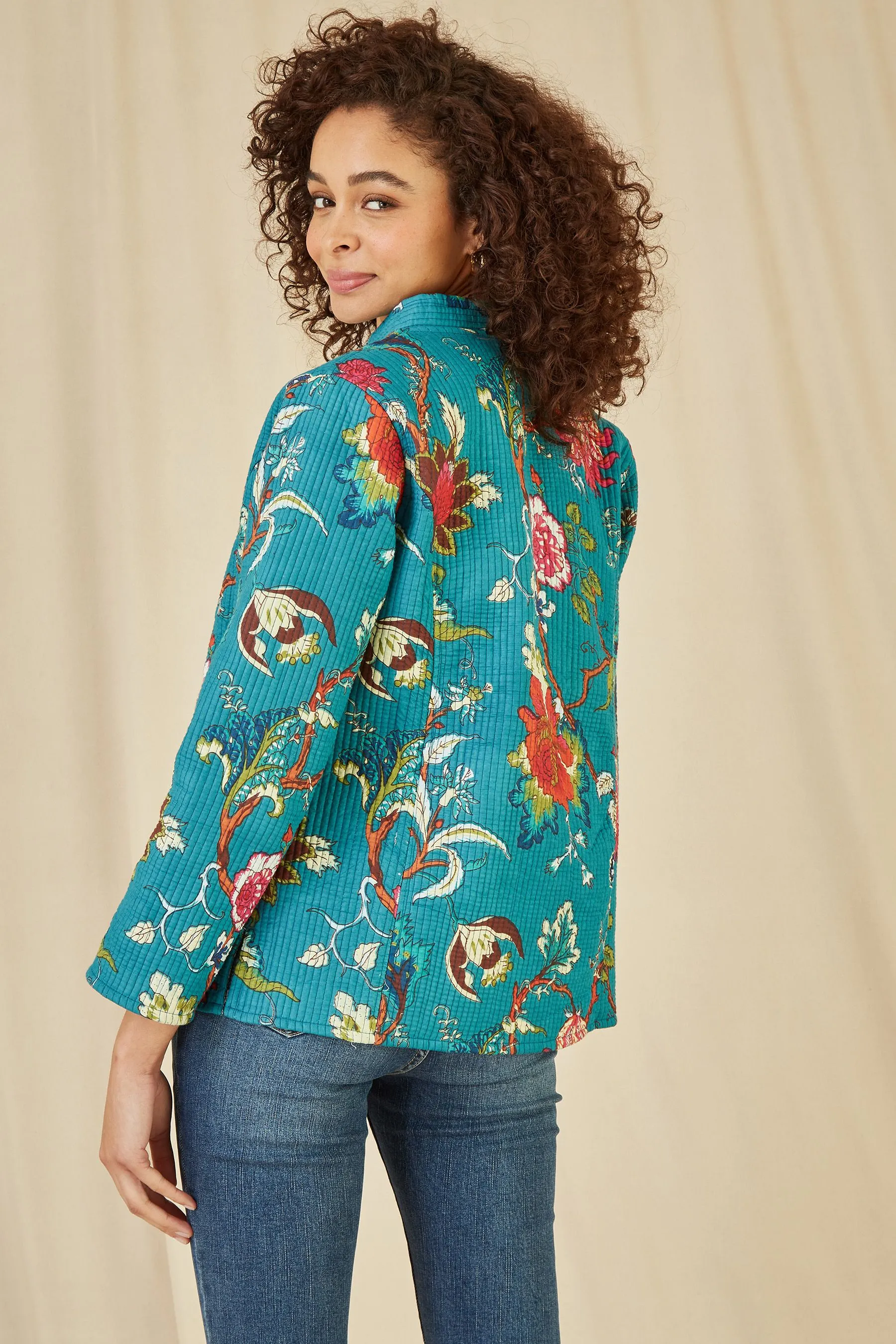 Yumi Floreale Stampa - Giacca trapuntata in cotone double-face