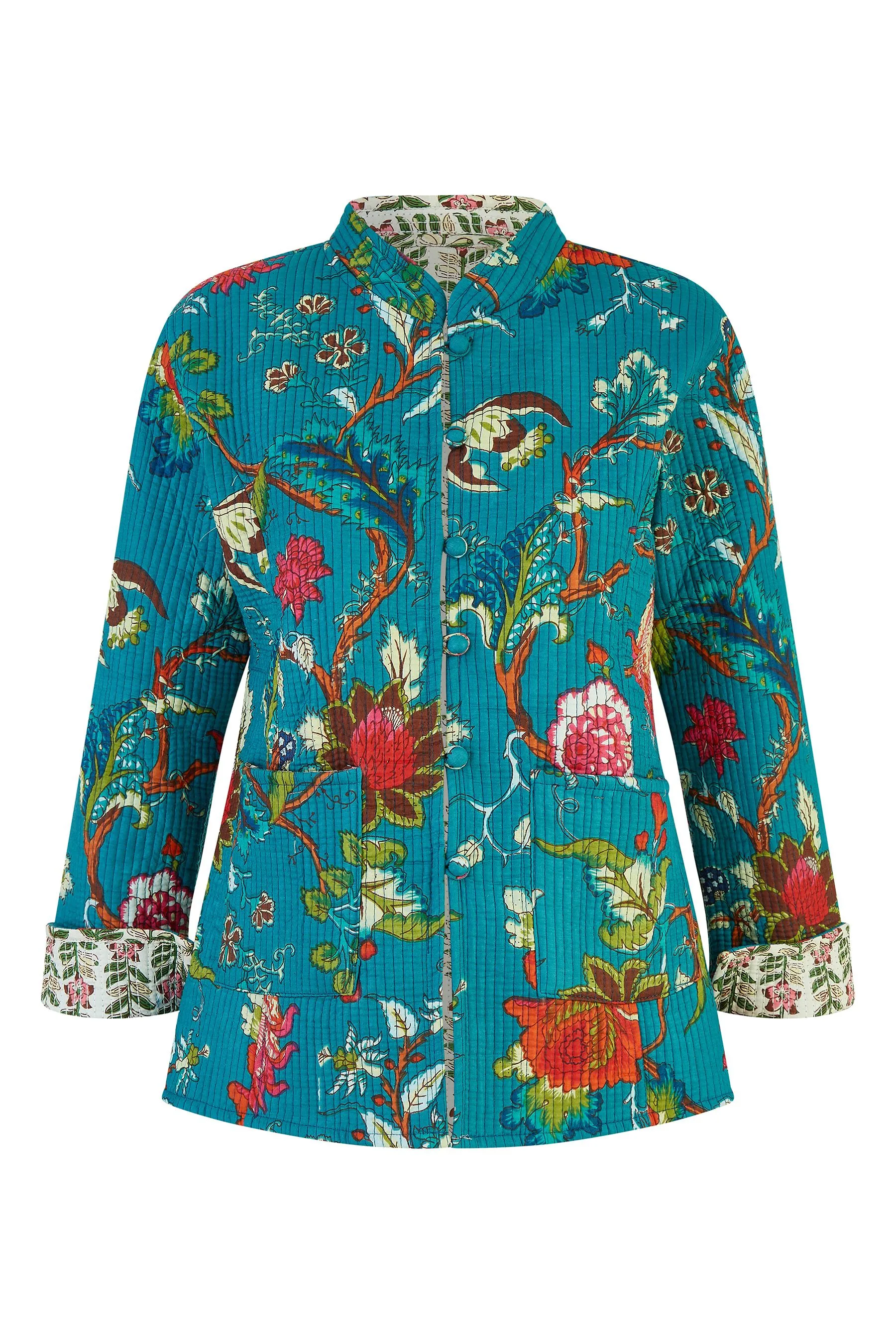 Yumi Floreale Stampa - Giacca trapuntata in cotone double-face